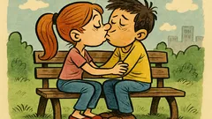 Barzelletta: due adolescenti si baciano in panchina
