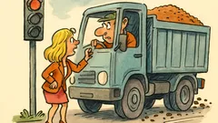 Barzelletta: Un camionista al semaforo rosso