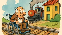 Barzelletta: Un vecchietto resta bloccato sulle rotaie