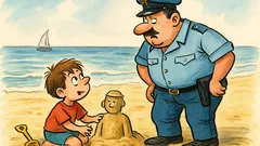 Barzelletta: Un bambino in spiaggia fa un poliziotto