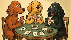 Barzelletta: tre cani al tavolo da poker