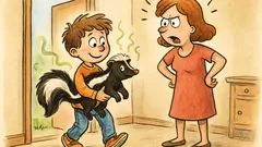 Barzelletta: Un bambino torna a casa con puzzola