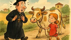 Barzelletta: Parroco incontra bimba con la mucca
