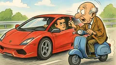 Barzelletta: Un nonno in Lambretta sfida una Lamborghini