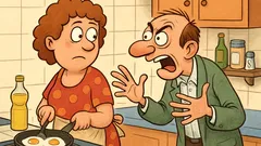 Barzelletta: Frigge due uova, lui urla