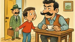 Barzelletta: Papà, alla porta un venditore baffuto