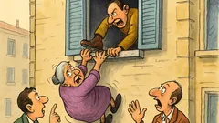 Barzelletta: Una vecchietta appesa al davanzale