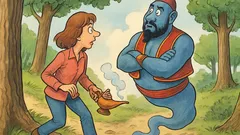 Barzelletta: Una donna trova una lampada nel bosco