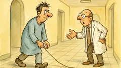 Barzelletta: Un ospite del manicomio trascina uno spago