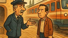 Barzelletta: Alla stazione, capostazione avvisa un signore