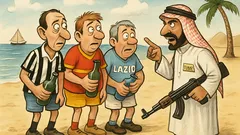 Barzelletta: Tre tifosi in spiaggia saudita
