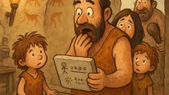 Barzelletta: Un bambino preistorico torna in caverna