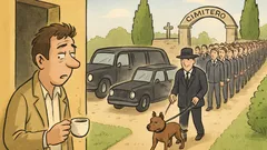 Barzelletta: Un uomo vede un funerale strano