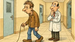 Barzelletta: Un ospite in manicomio trascina uno spago