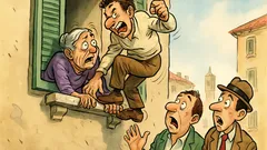 Barzelletta: Due passanti e una suocera appesa