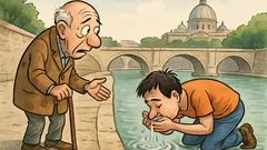 Barzelletta: Lungotevere, Roma… uno beve dal Tevere