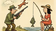 Barzelletta: L’uomo è cacciatore; la donna pescatrice