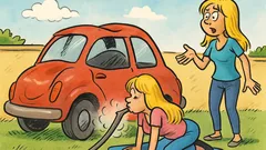 Barzelletta: Una bionda soffia nello scarico