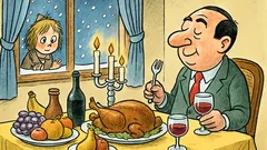 Barzelletta: ceno da solo, fuori nevica...