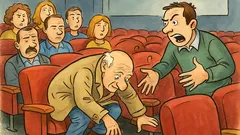 Barzelletta: Al cinema un vecchietto fruga sotto