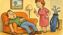 Barzelletta: Un uomo torna dal golf stanco morto